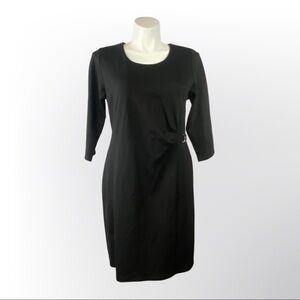 NY Collection Black Dress Ruched Sides Silver Embellishment